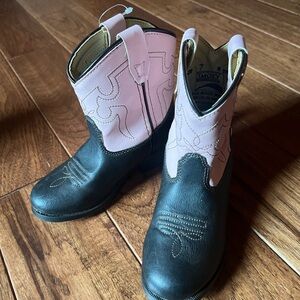 Stylish Pink and Black Kids' Western Boots